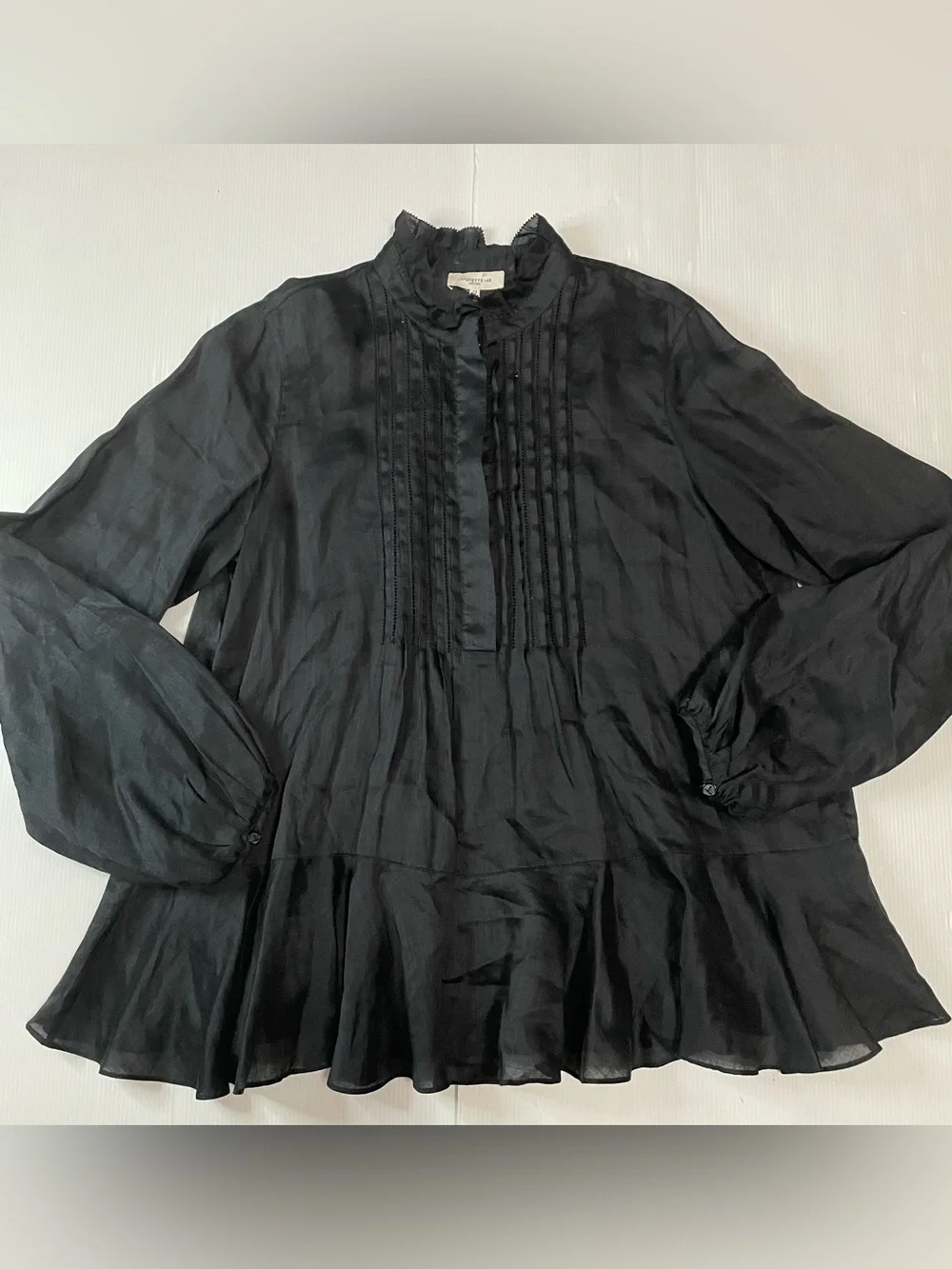 LAFAYETTE 148 NEW YORK Raines Ruffled Ramie And Tencel Lyocell-Blend Blouse Med - Picture 2 of 11